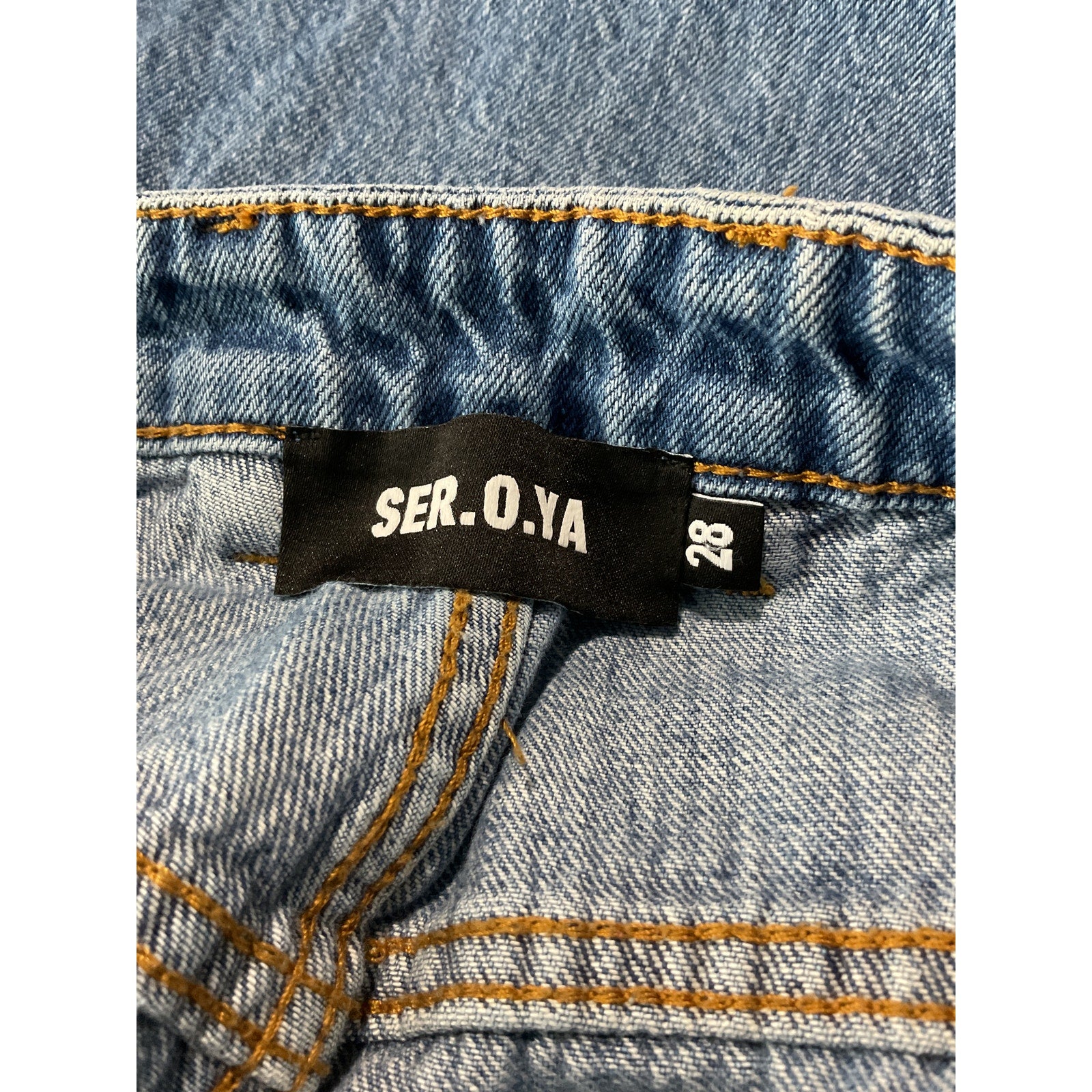 Ser.O.Ya 'Marcot' Blue Cotton Cuffed Wide Leg Size 28 W X 34 L