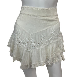 LoveShackFancy Embroidered White Briella Skirt Size XS