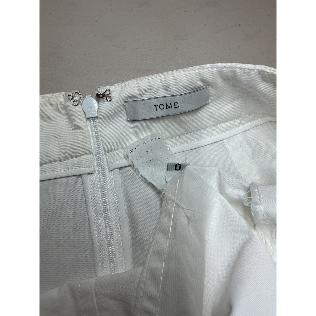Tome 'Raw-Edge' White Trim Midi Length Skirt Size 0