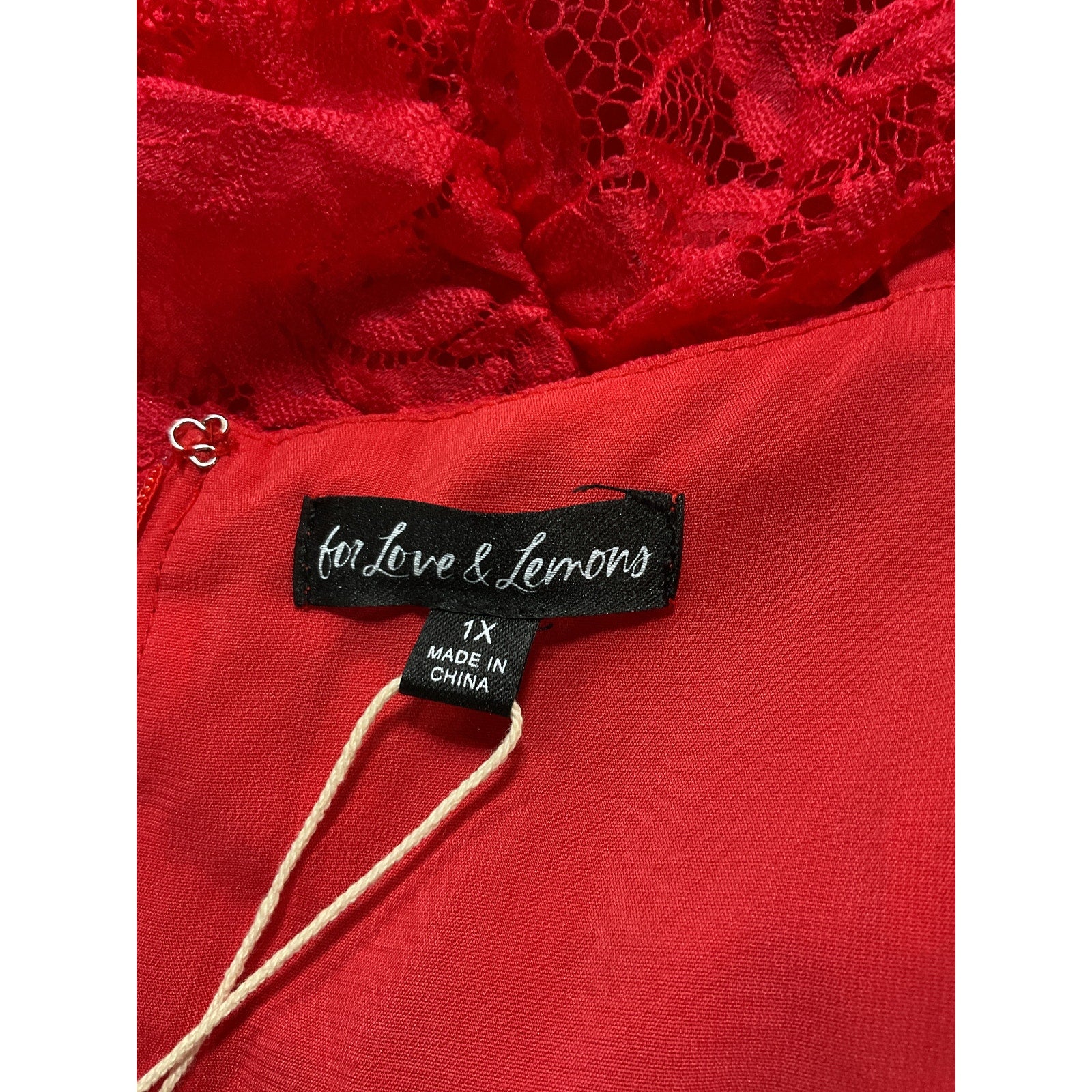 For Love & Lemons 'Della' Red Rosette Mini Dress Size 1X - NWT