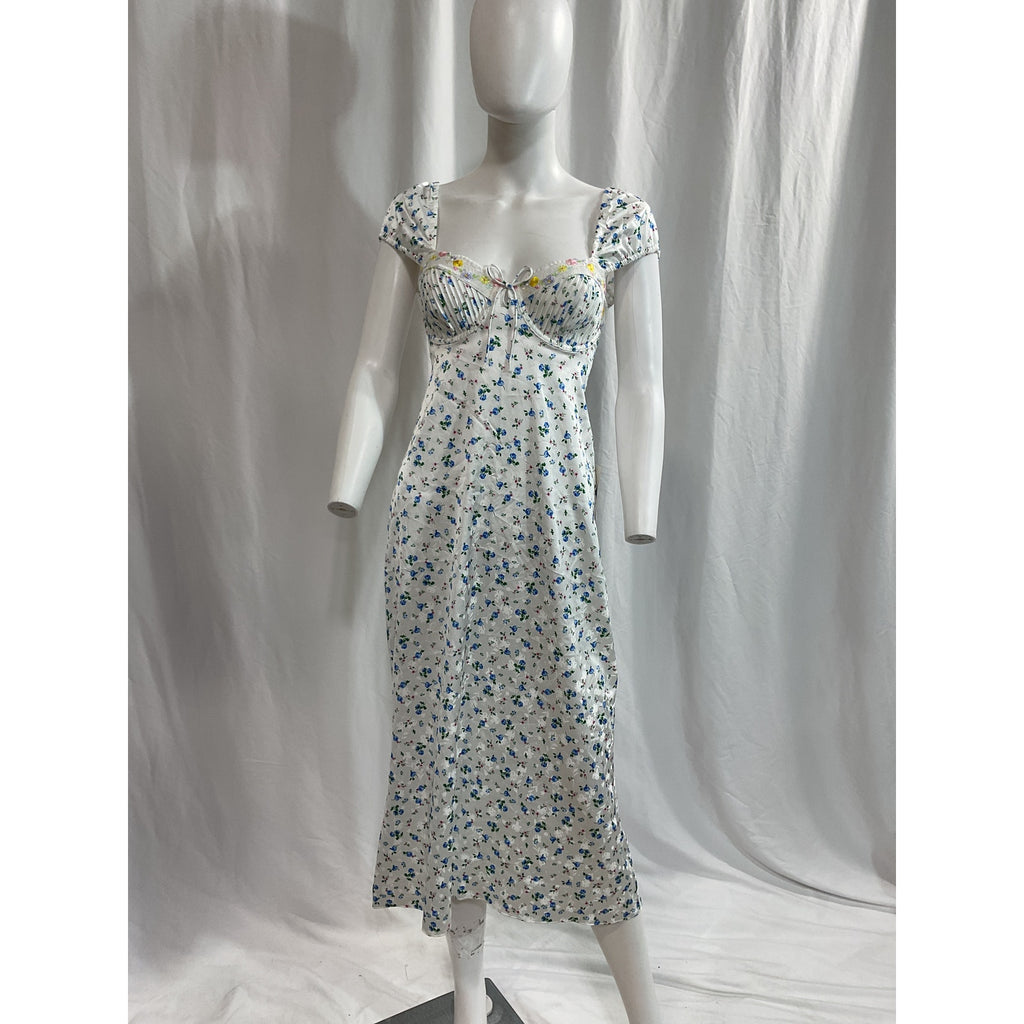 For Love & Lemons 'Paloma' Blue Midi Slip Dress Size M