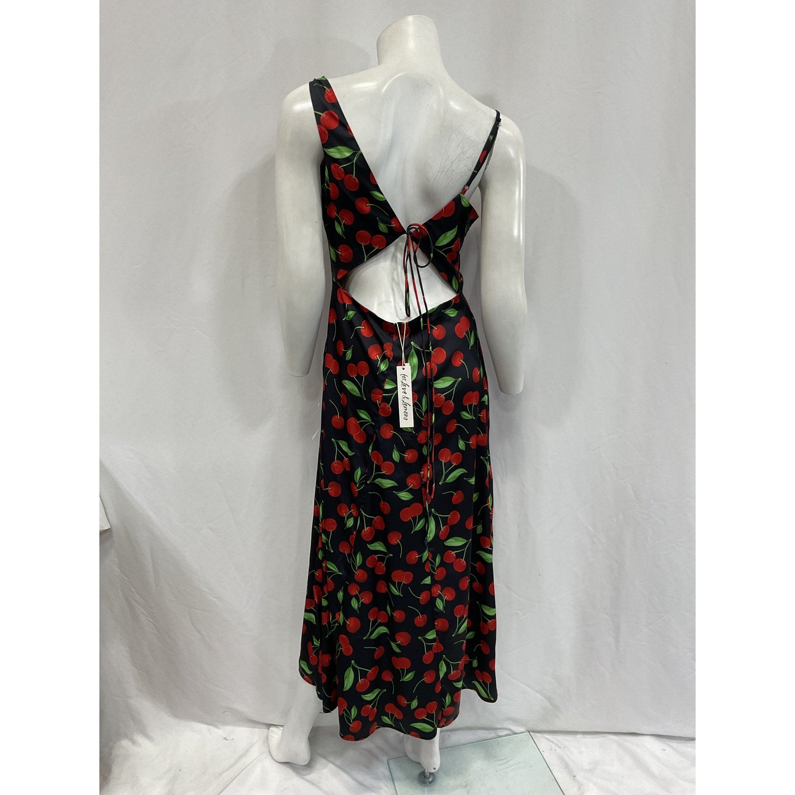 For Love & Lemons 'Xena' Black Polyester Midi Dress Size M - NWT