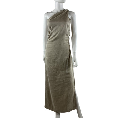 Faithfull The Brand Ruched Neutral Jomana Maxi Dress Size US 4
