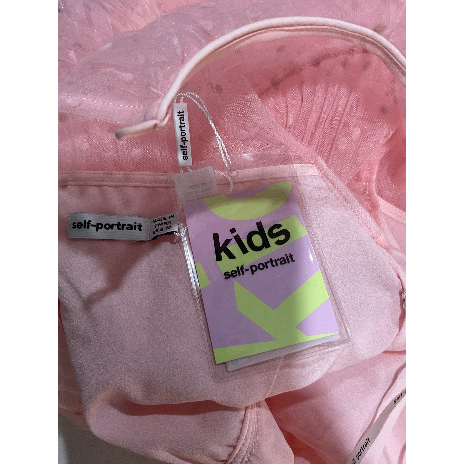 Self-Portrait Kids Point D'Esprit Pink Polyester Tulle Dress Size 8 - NWT