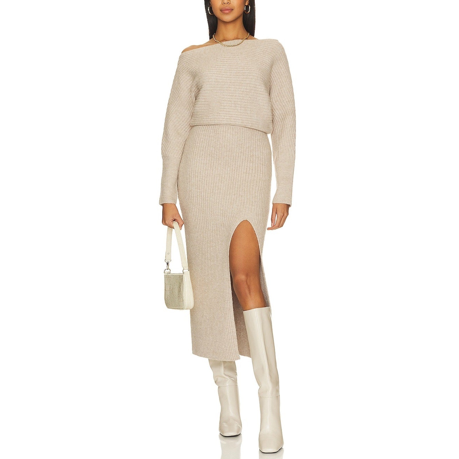 Line & Dot 'Alta' Tan Acrylic Sweater Dress Size S - NWT