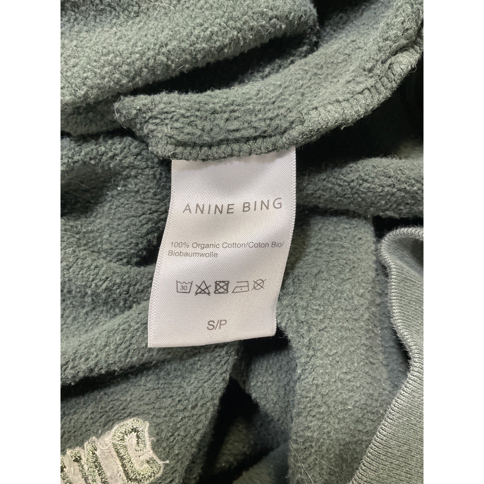 Anine Bing 'Sport Vincent' Green Logo Nyc Hoodie Size S