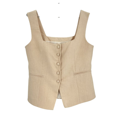 Sézane Linen Beige Zelinda Blouse Size 8