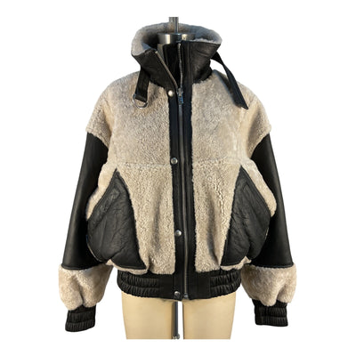 Iro Plush Black Natural Hotaro Jacket Size 38 EU / 8 US