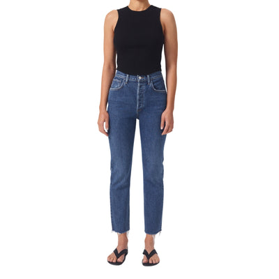 Agolde High-Rise Straight-Crop Blue Riley Denim Jeans Size 25