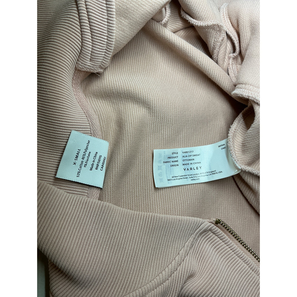 Varley 'Alia' Pink Cotton Zip Sweatshirt Size XS