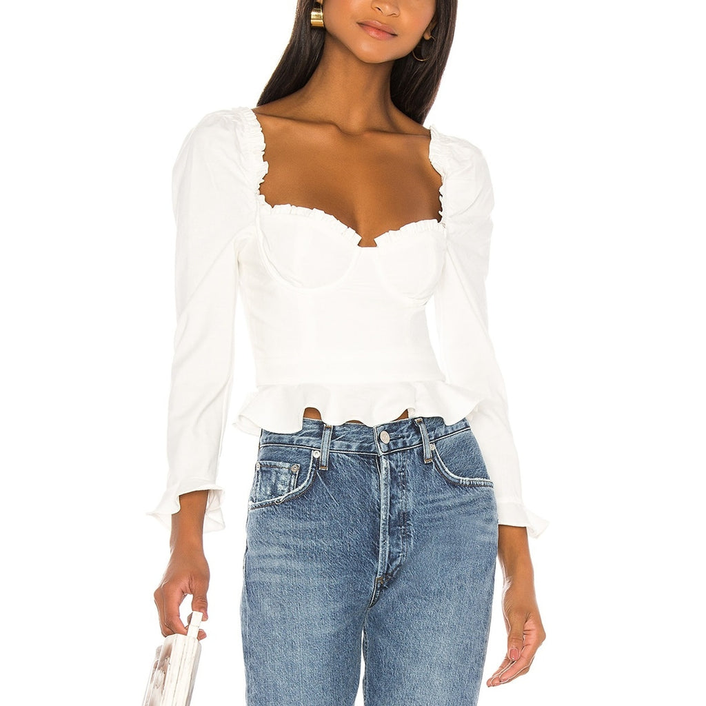 Majorelle 'Corie' White Ruffle Hem Top Size XS