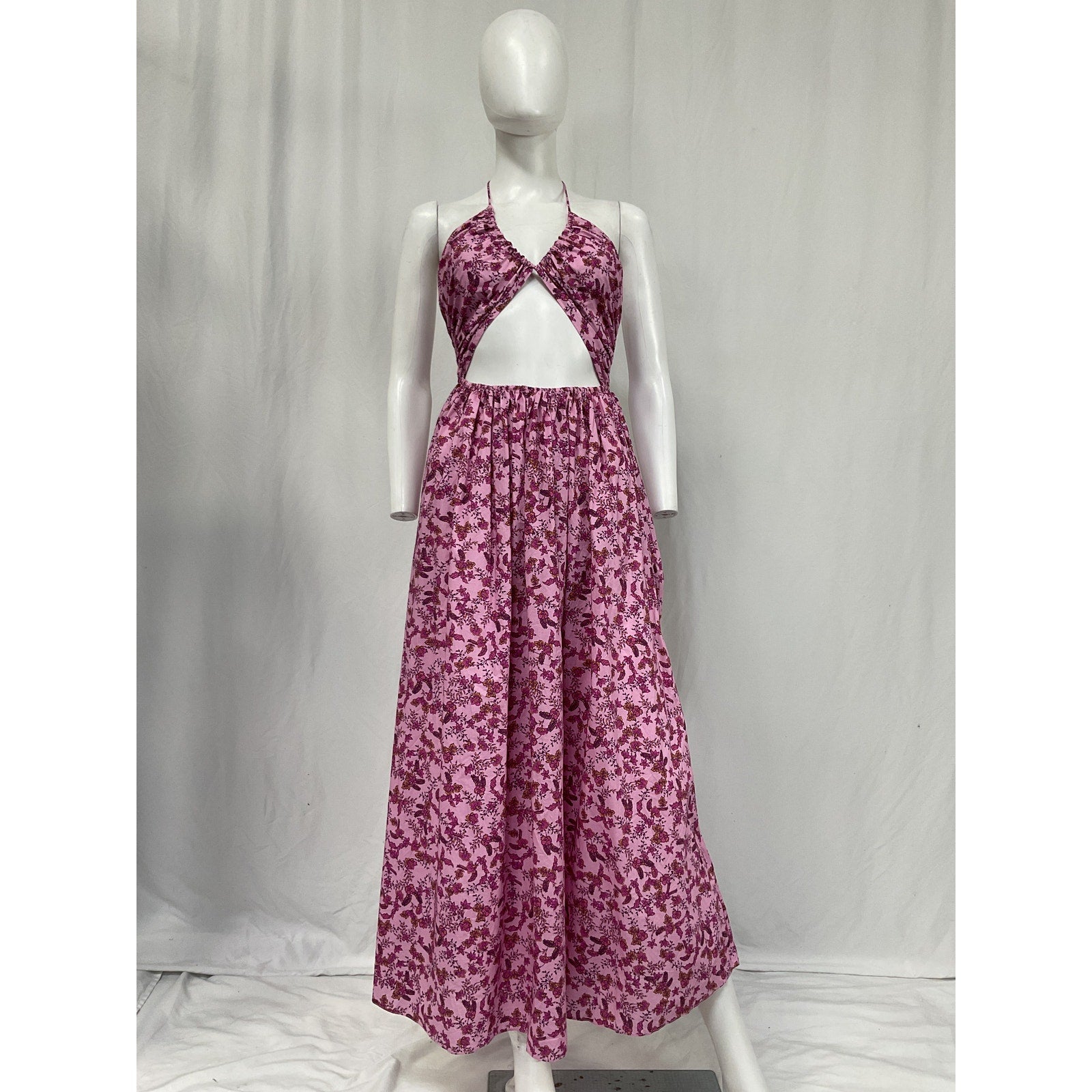 Matteau Floral-Print Pink Cotton Cutout Dress Size 4