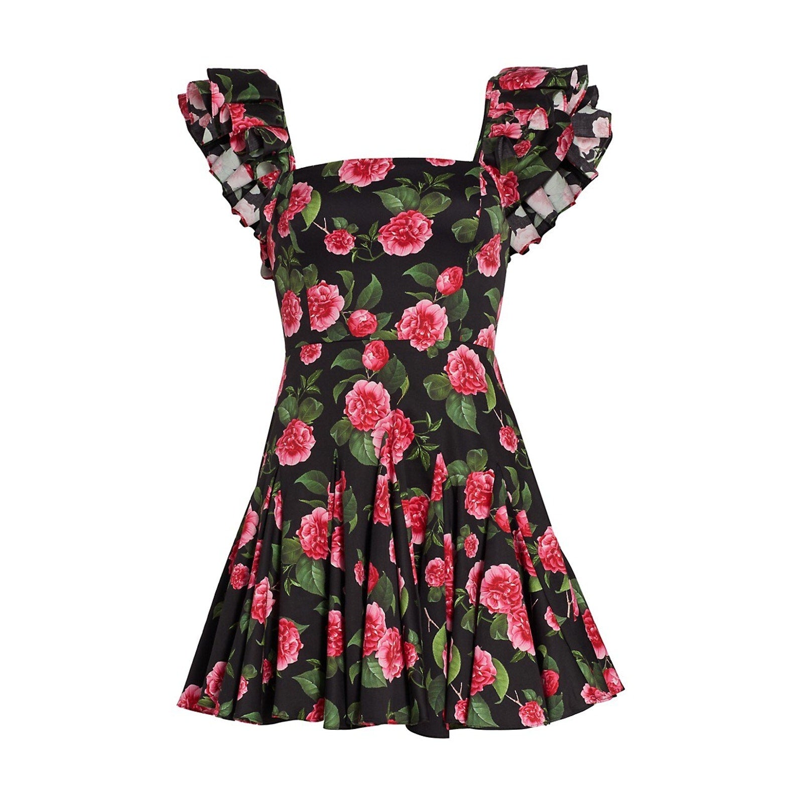 Alice + Olivia Green Floral-Print Mini Dress Size 0