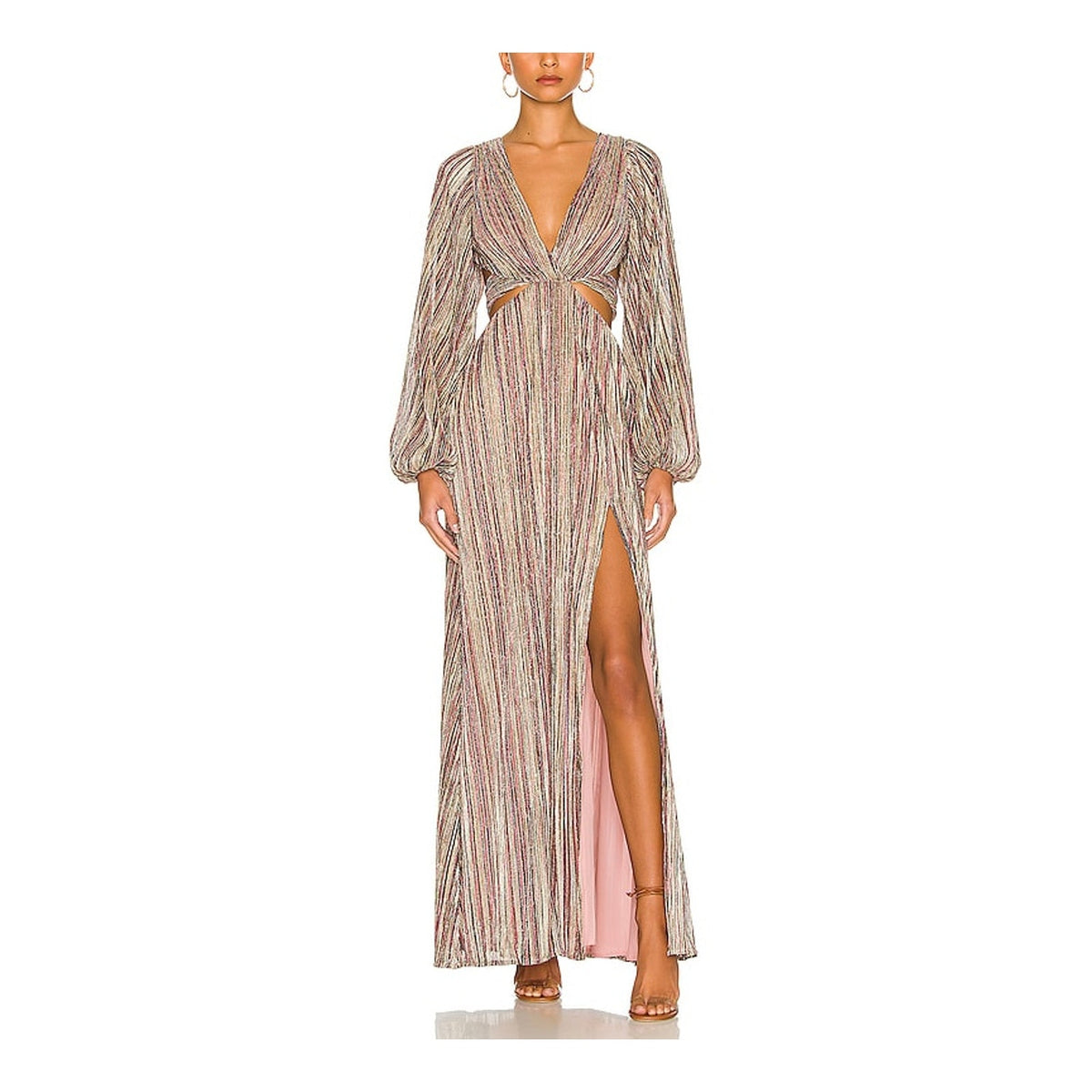 House Of Harlow 1960 Metallic Pink Jerri Maxi Size L Dress