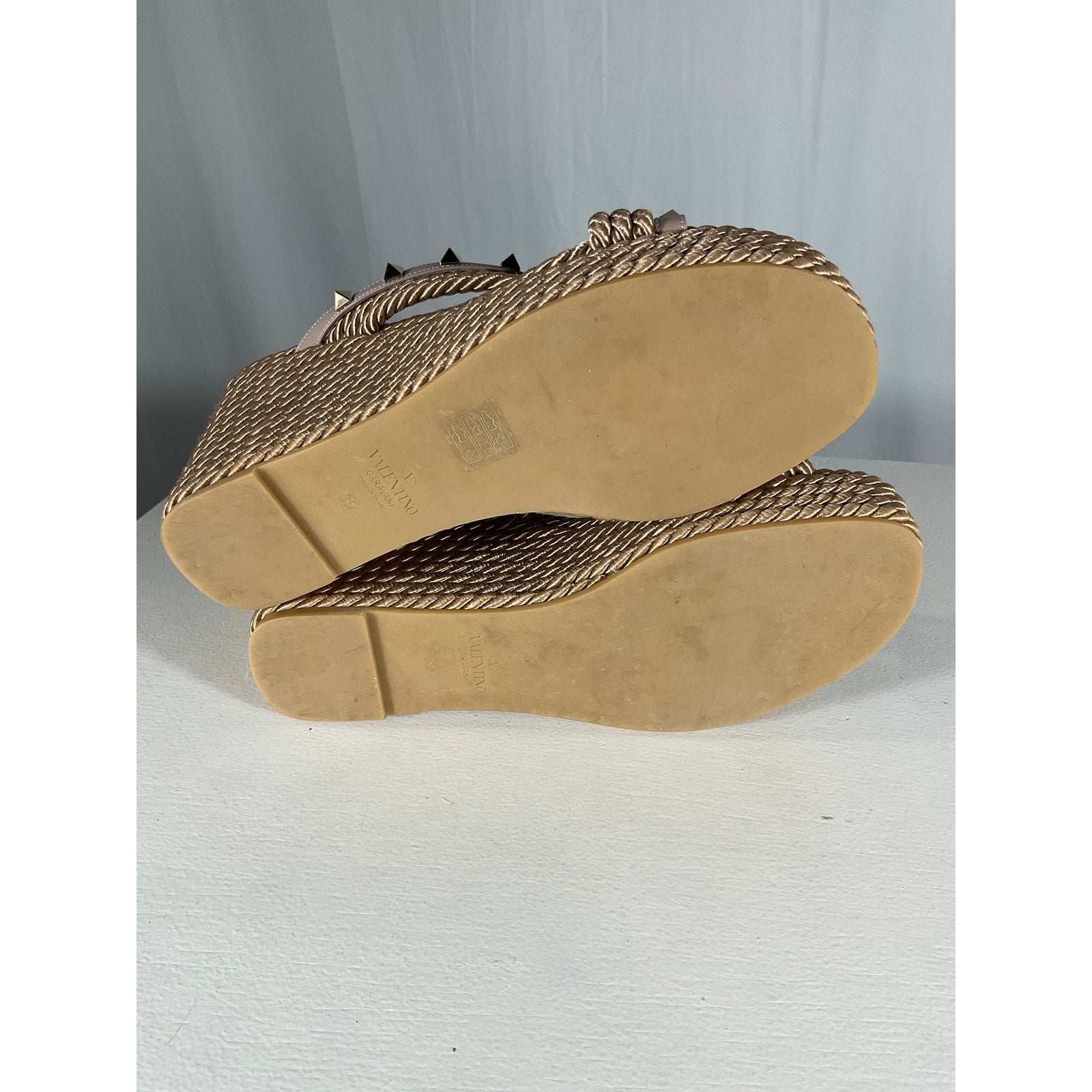 Valentino 'Rockstud' Purple Torchon Espadrille Wedge Sandal Size 9 US / 39 EU