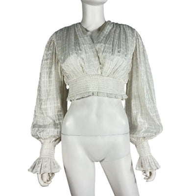 Majorelle Smocked White Sasha Blouse Size S