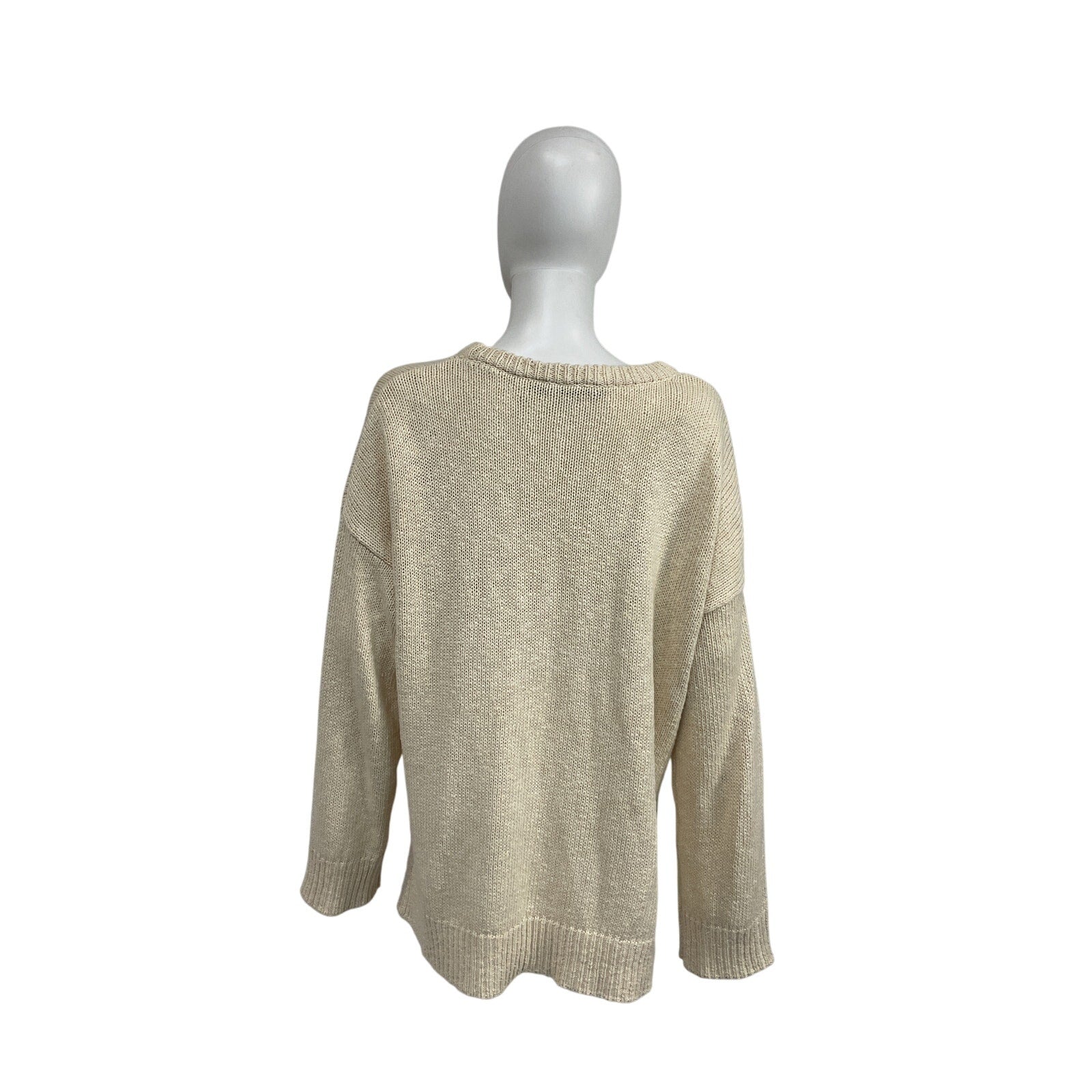 Jenni Kayne Cruise Beige Cotton Boyfriend Sweater Size L