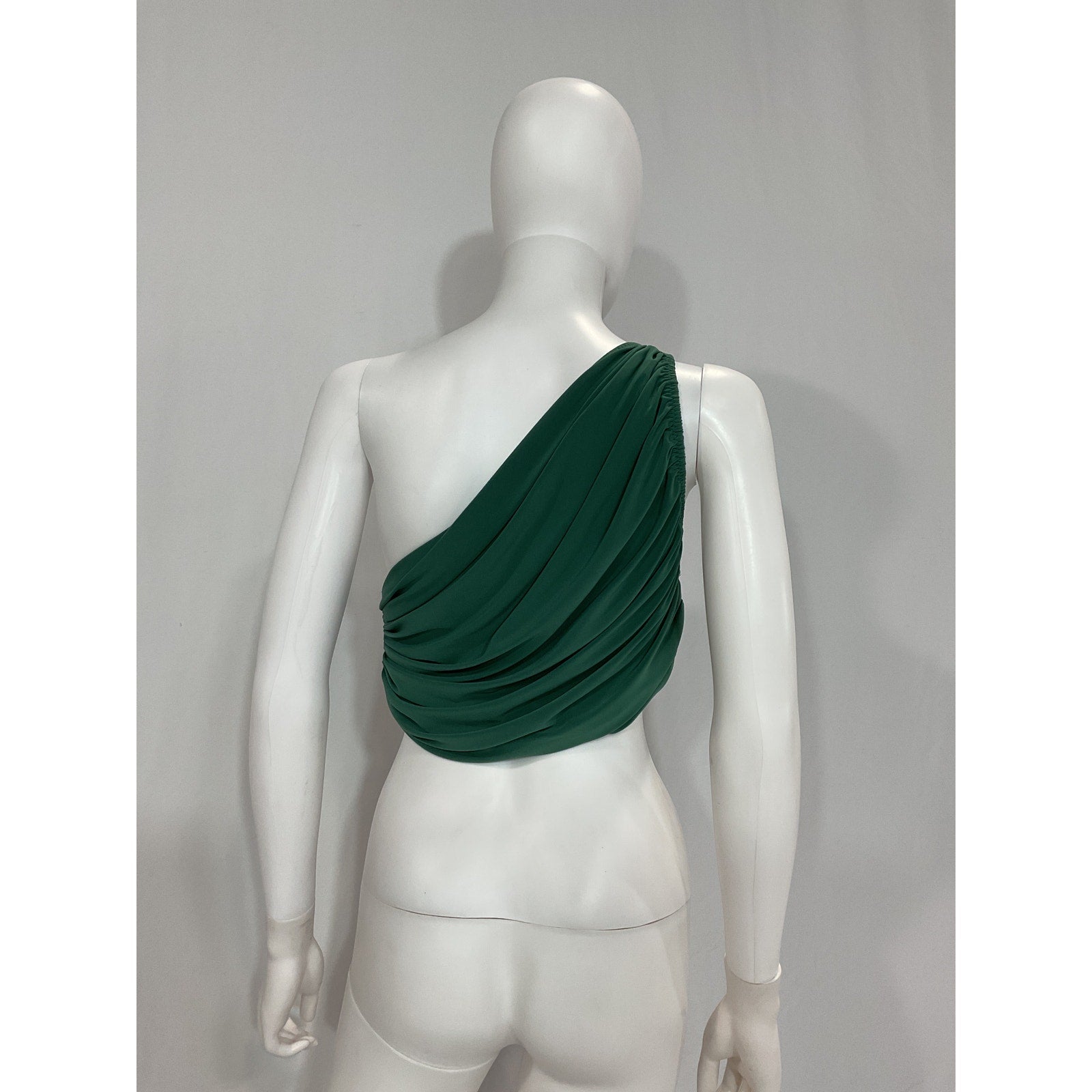 Norma Kamali 'Diana' Green One Shoulder Top Size S