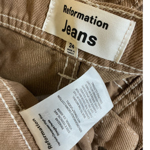 Reformation Structured Soft Coffee Harrison Carpenter Pants Size 24