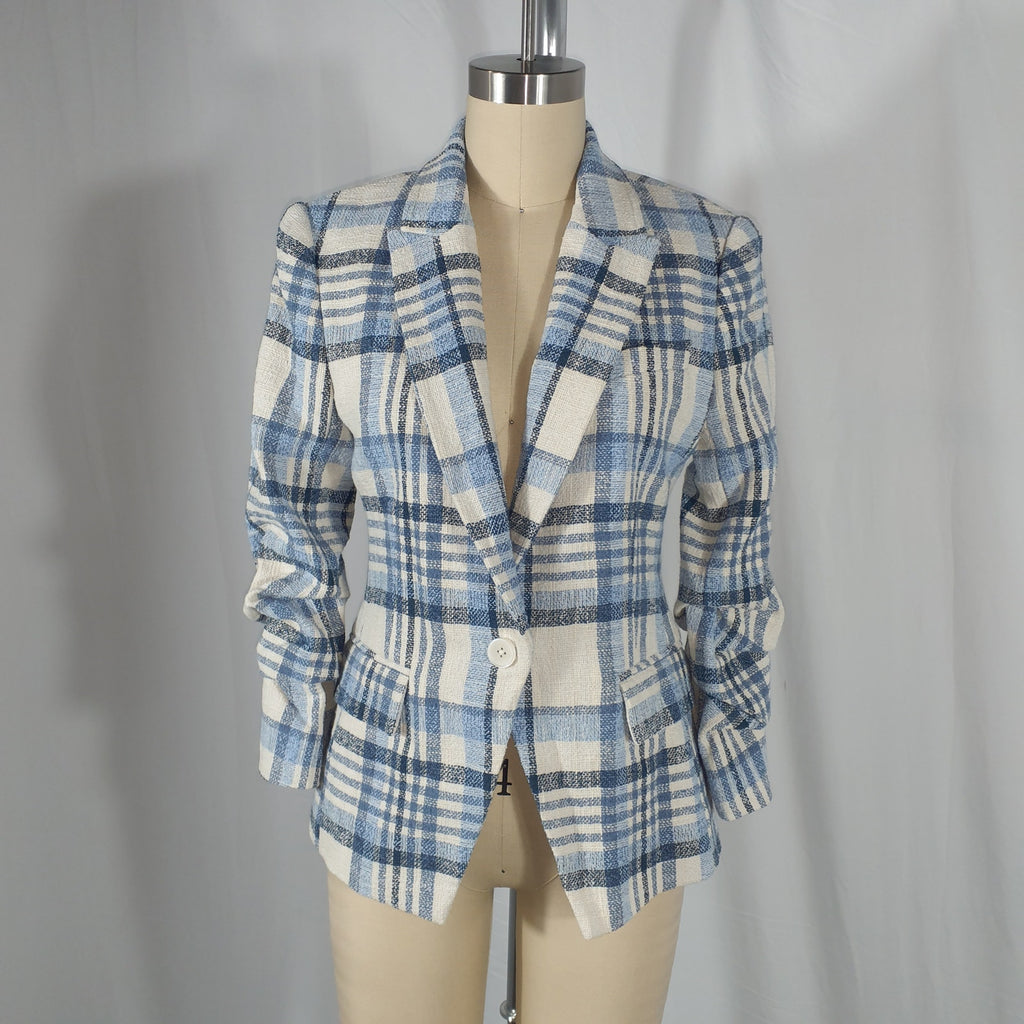 Derek Lam 'Ralph' Blue Plaid Single-Breasted Jacket Size 4