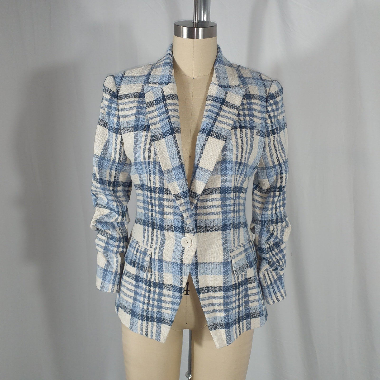 Derek Lam 'Ralph' Blue Plaid Single-Breasted Jacket Size 4