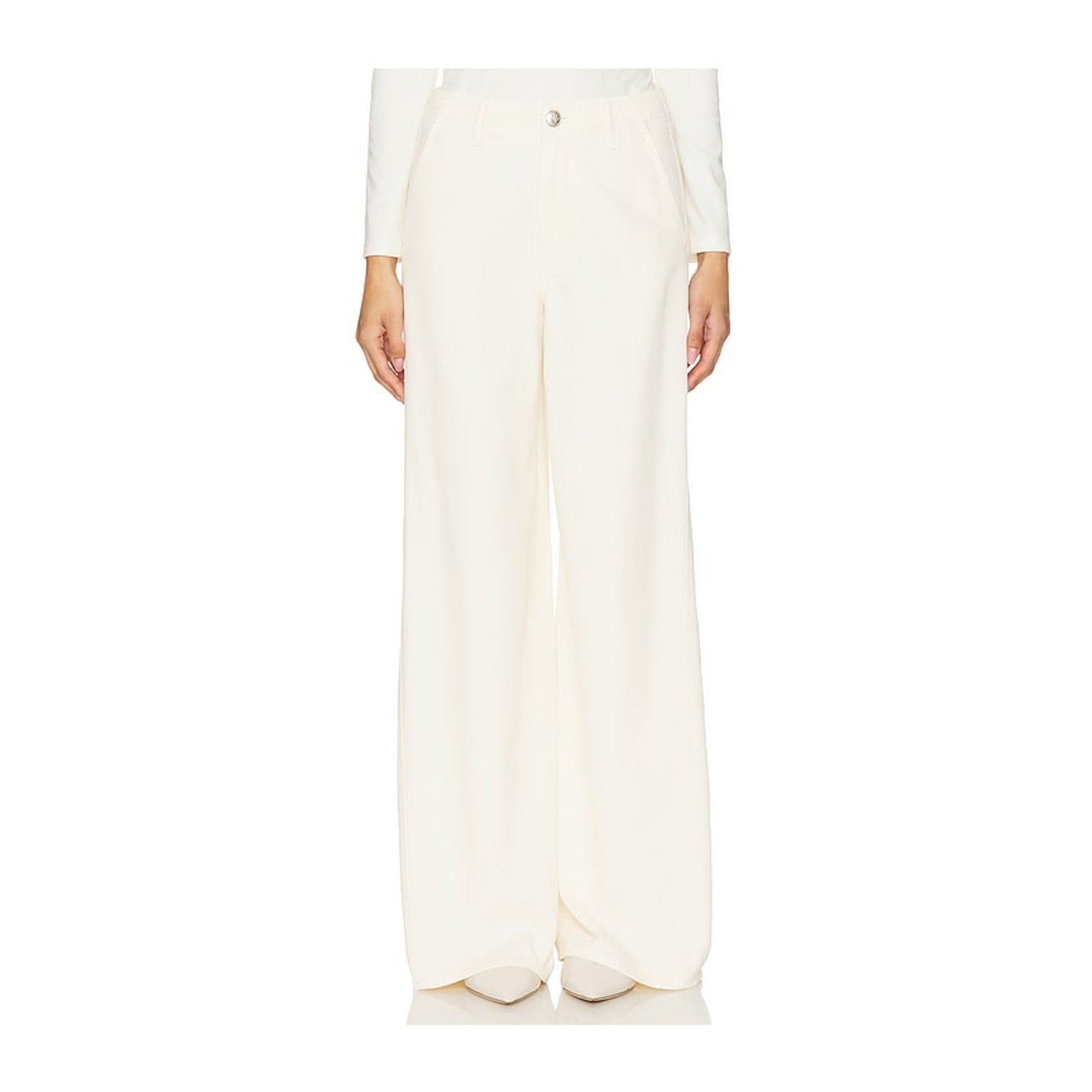 Rag & Bone Featherweight Ivory Cotton Tailored Sofie Full Length Wide Leg Size 26