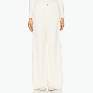 Rag & Bone Featherweight Ivory Cotton Tailored Sofie Full Length Wide Leg Size 26