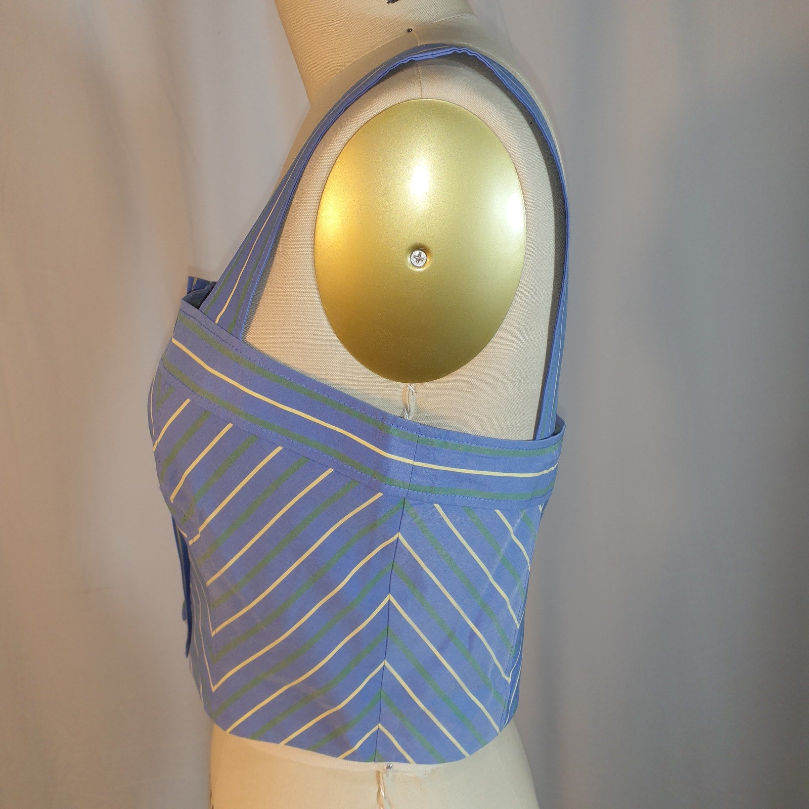 Veronica Beard 'Milton' Blue Striped Crop Top Size 2