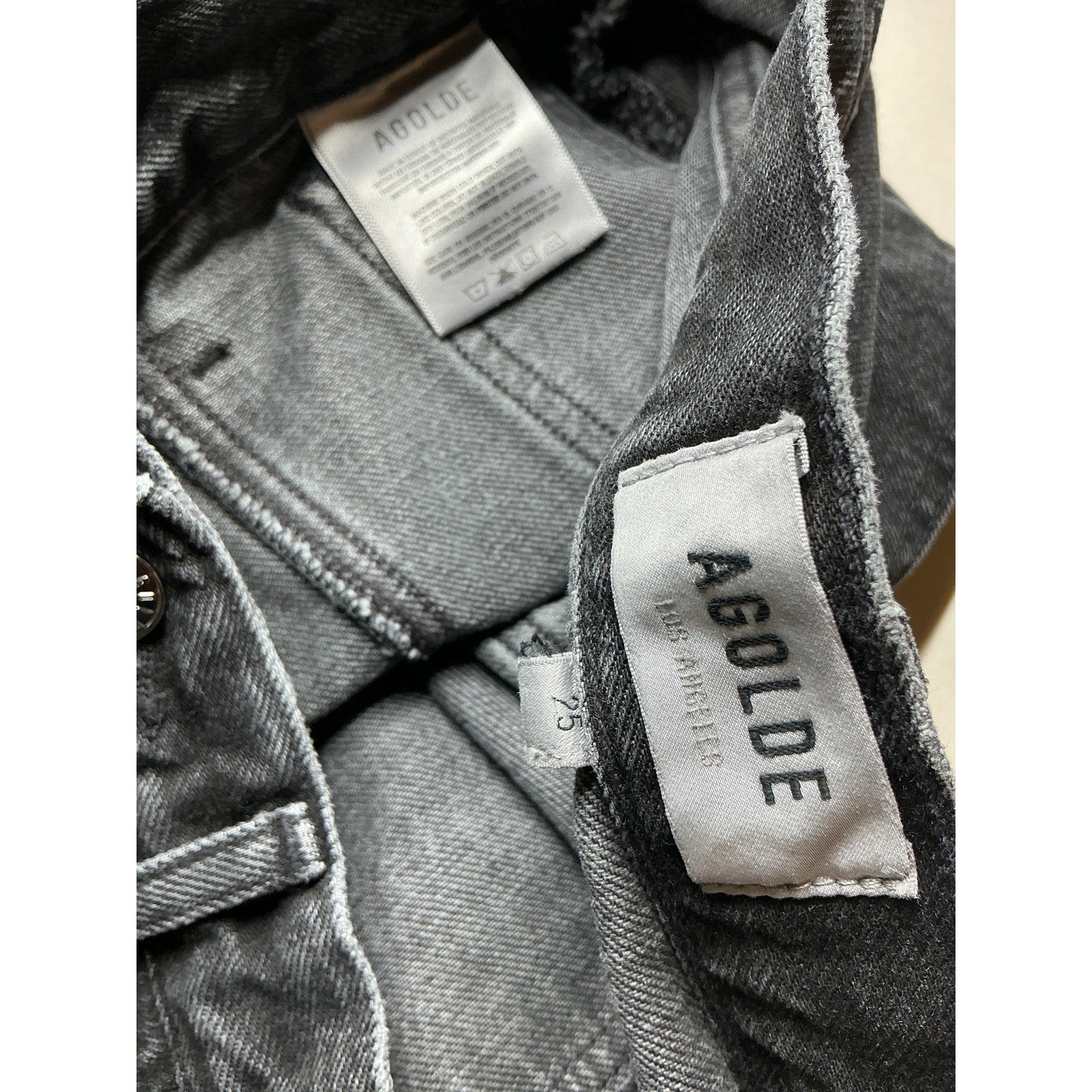 Agolde Cooper Black Cotton Cargo Denim Jean Size 25