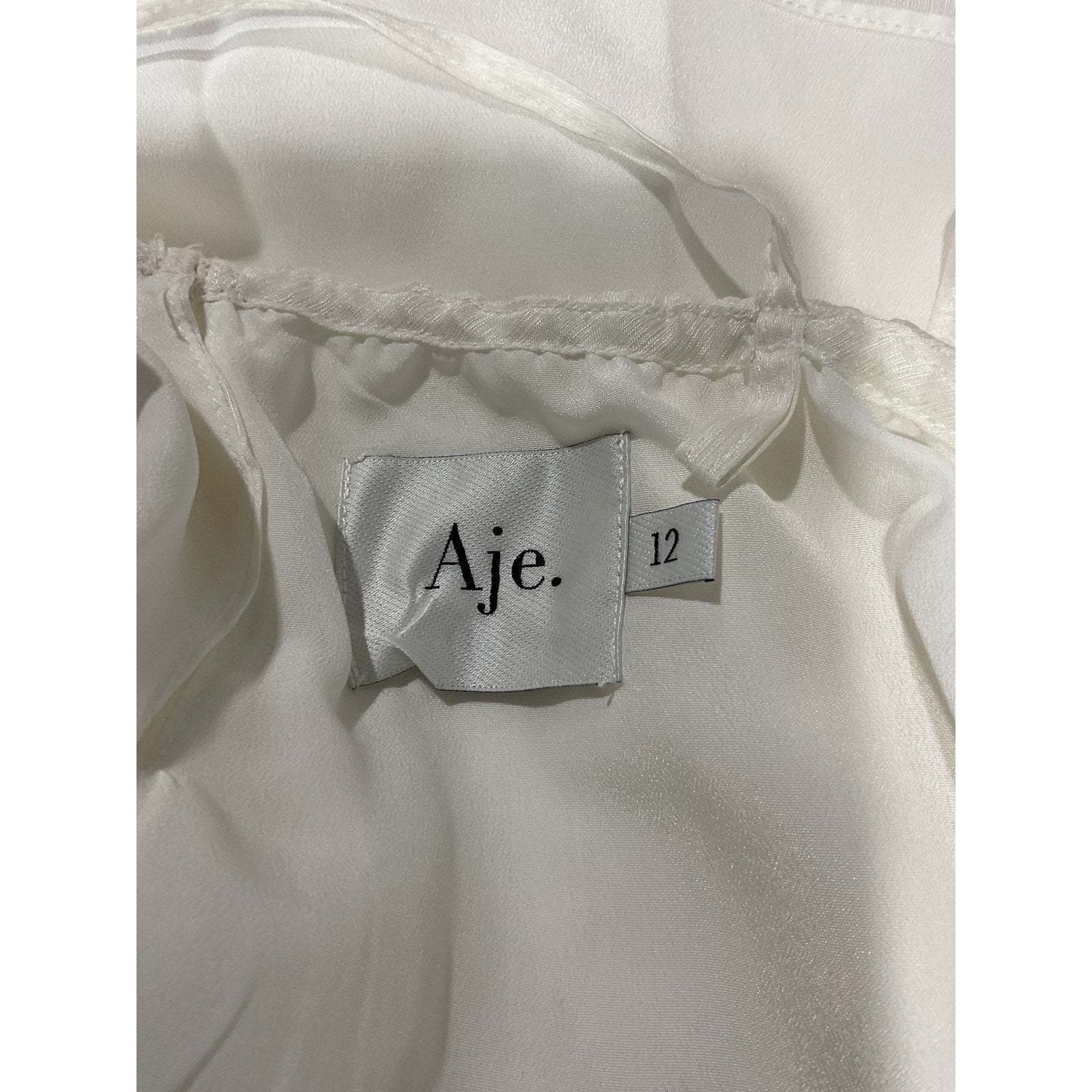 Aje 'Quintessa' Ivory Linen Flower Ruffle Blouse Size 12