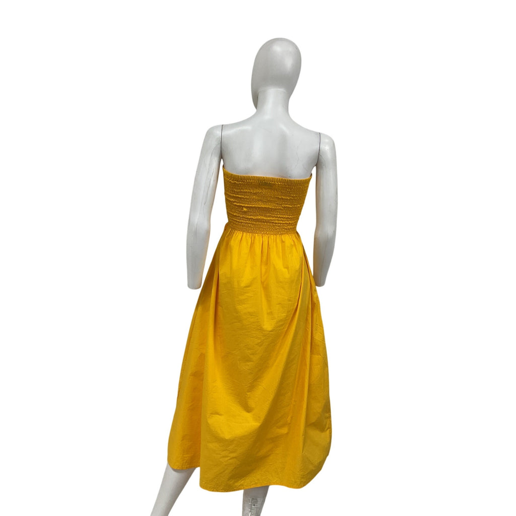 Faithfull The Brand 'Madella' Yellow Cotton Midi Dress Size M
