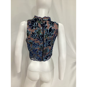 Elliatt 'Josie' Black Mockneck Floral Embellished Top Size S - NWT