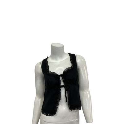 Reformation 'Rosalie' Black Linen Top Size 0