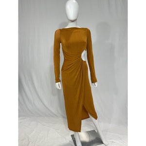 Significant Other 'Ivy Turmeric' Brown Long Sleeve Midi Dress Size 4