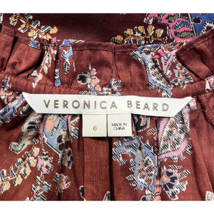 Veronica Beard Ruffled Brick Multi Zee Paisley Size 6 Dress