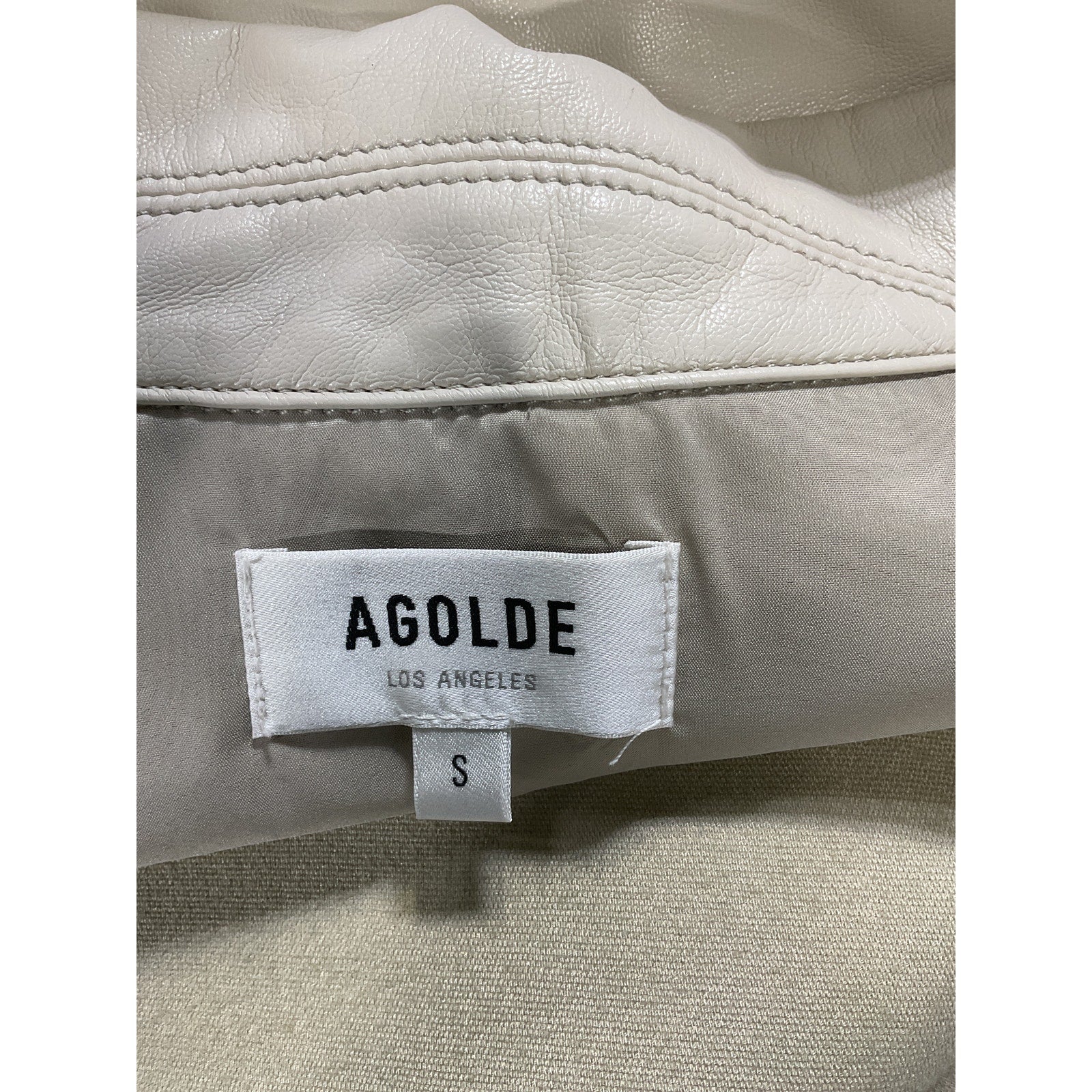 Agolde 'Calla' White Vegan Leather Shirt Size S