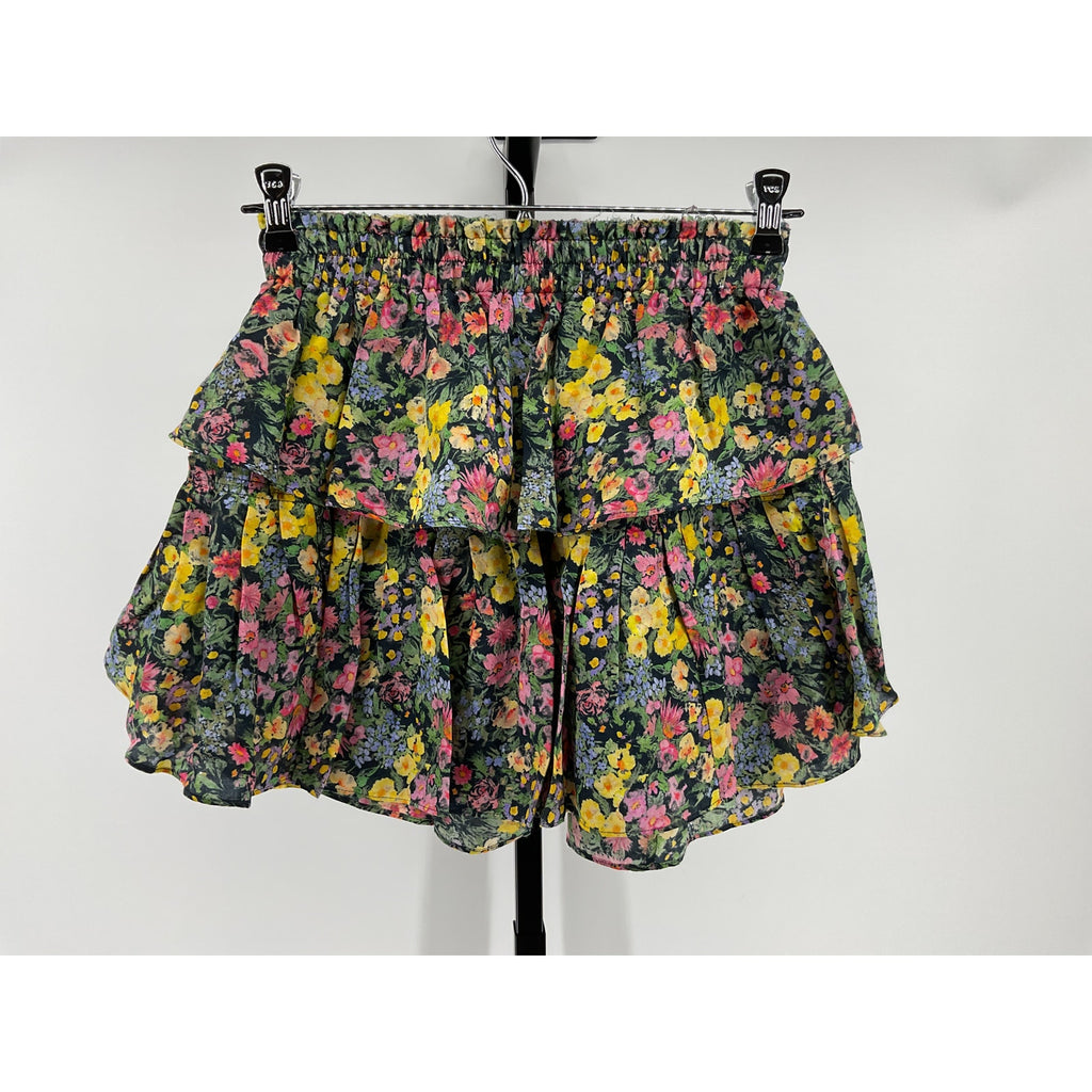 Loveshackfancy Green Cotton Ruffle Mini Skirt Size S