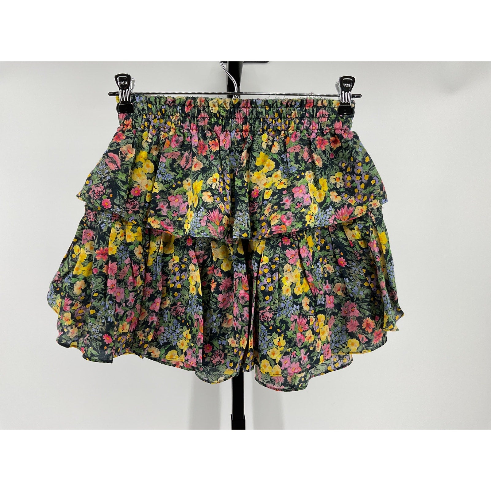 Loveshackfancy Green Cotton Ruffle Mini Skirt Size S