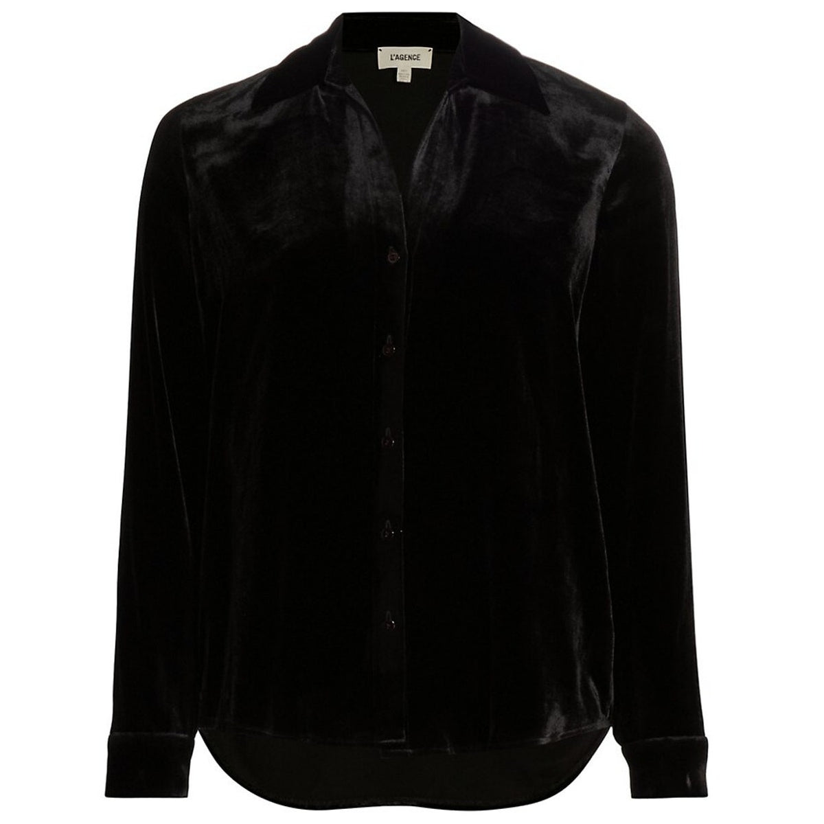 L'Agence Velvet Black Argo Shirt Size XS
