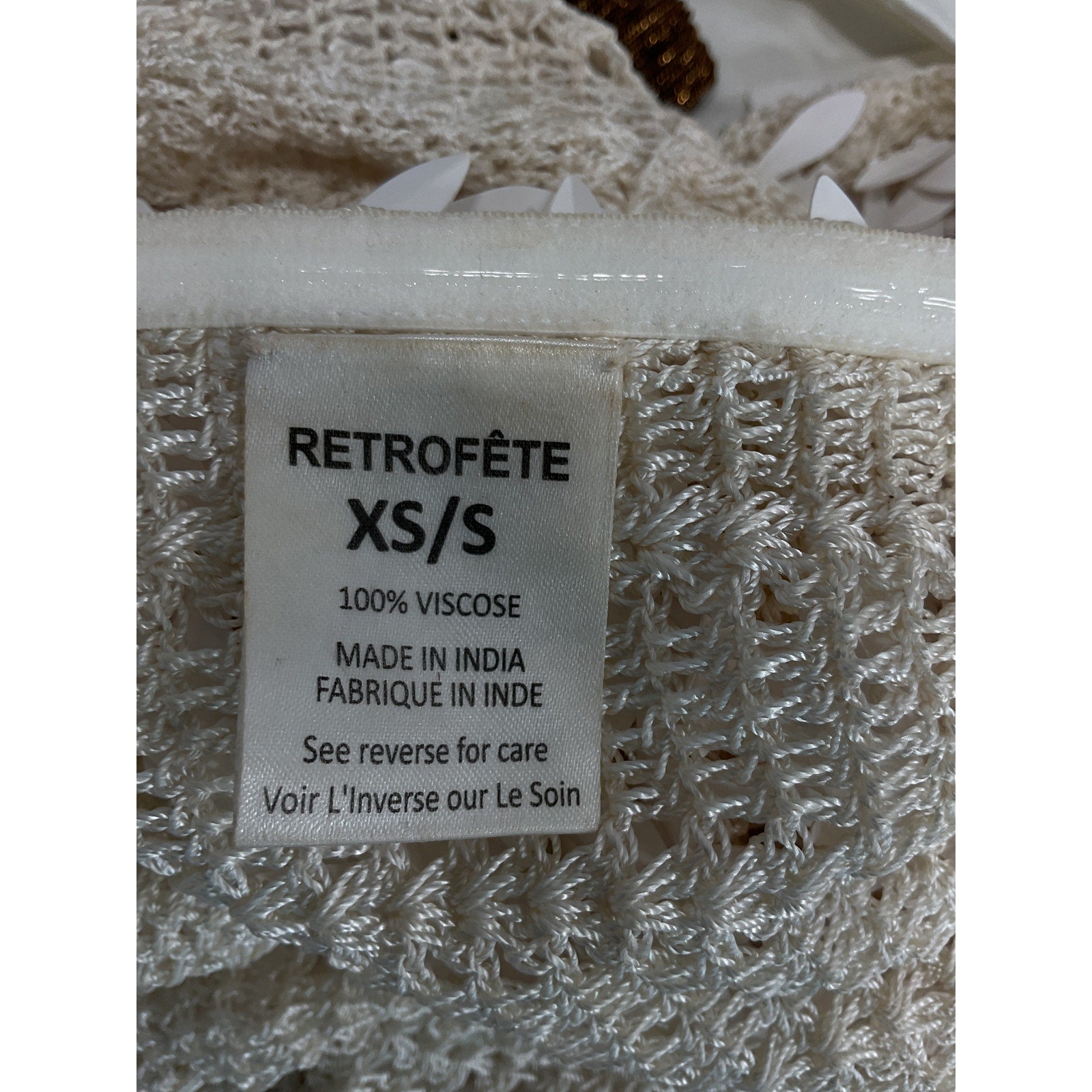 Retrofete 'Brasilia Pareo' White Crochet Beaded Embellished Skirt Size XS