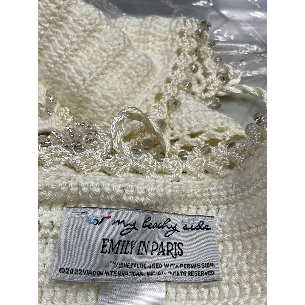 My Beachy Side 'Crochet' White Butterfly Open Back Top Size M