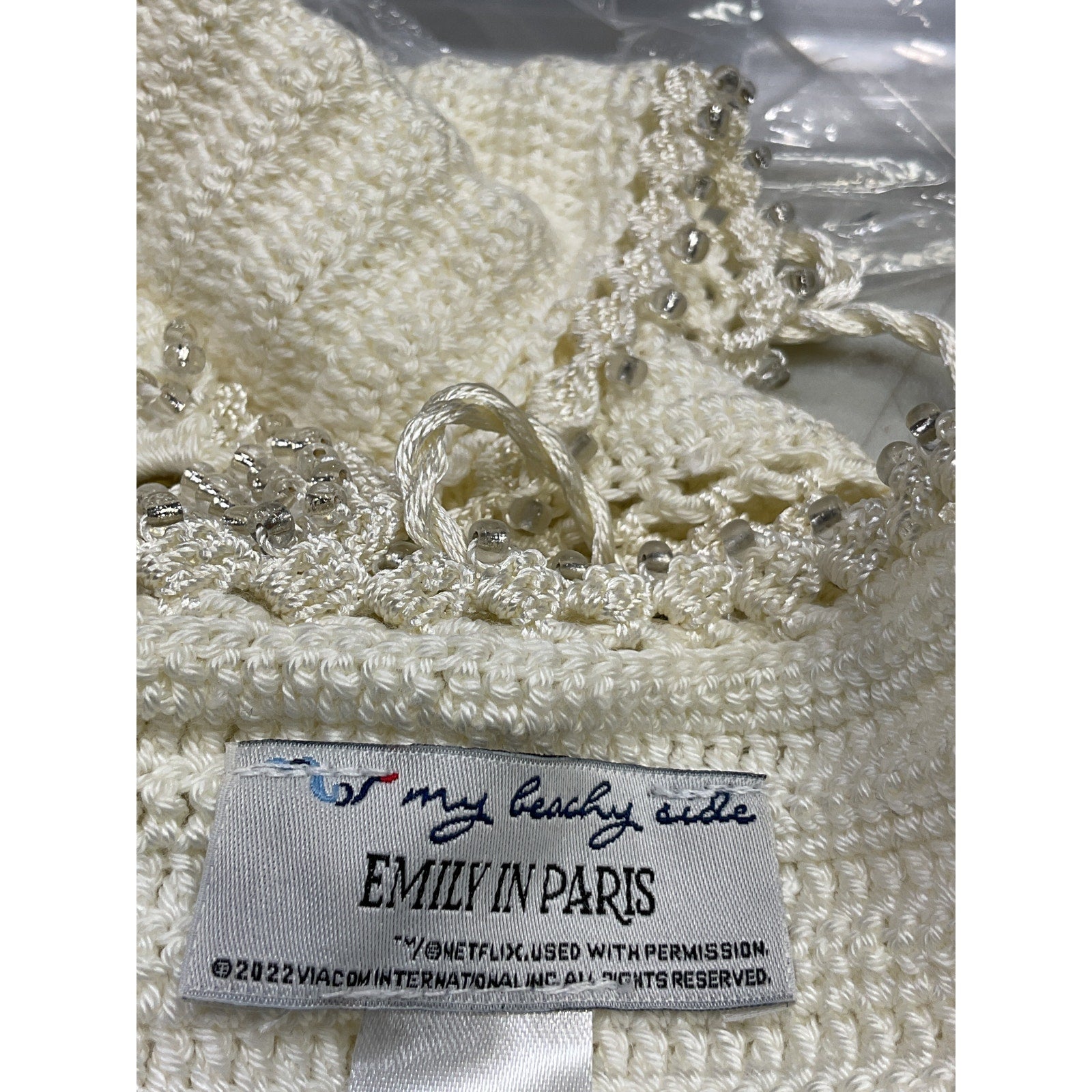 My Beachy Side 'Crochet' White Butterfly Open Back Top Size M