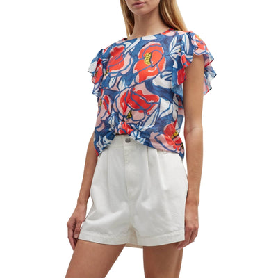 Finley Floral Bluepink Rosey Roses Size S Top