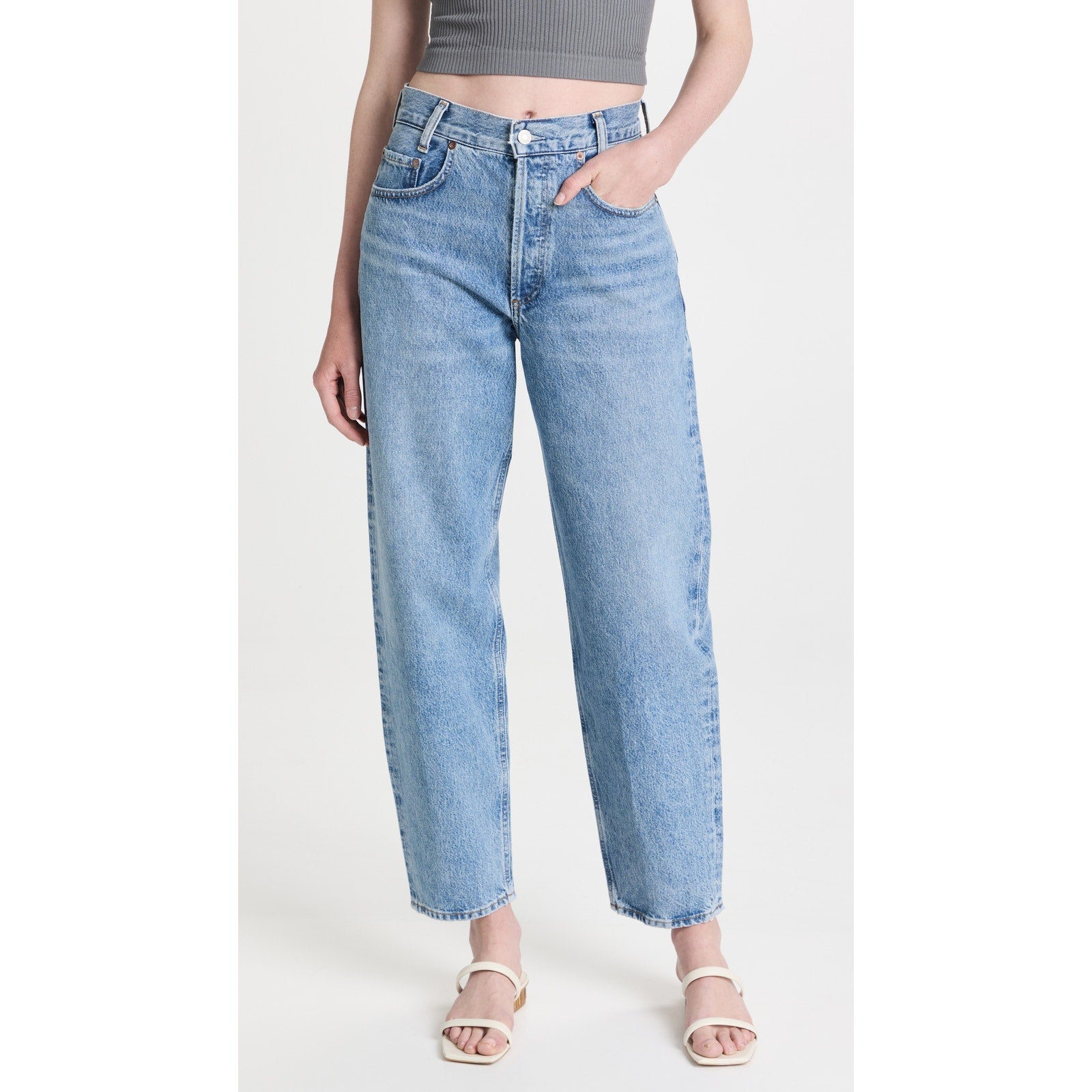 Agolde High Rise Blue Cotton Baggy Taper Jeans Size 26