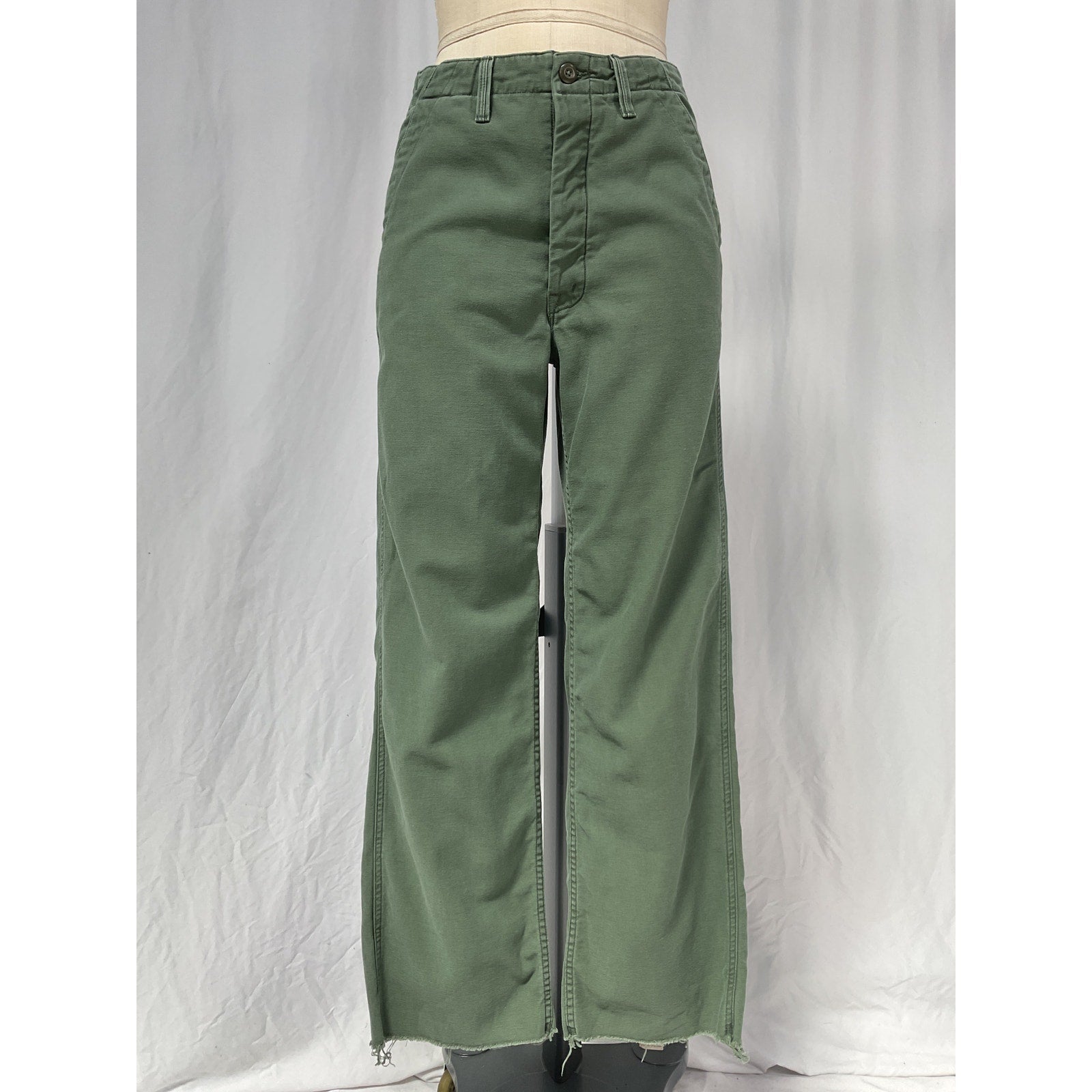 Mother 'The Major' Green Cotton Sneak Fray Pant Size 26