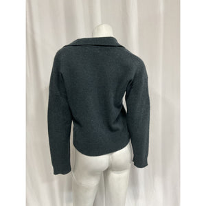 Naadam 'Recycled' Green Cashmere Open Neck Polo Size XS