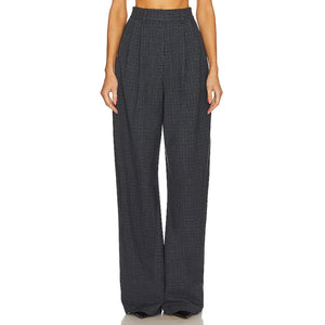 L'Academie Tailored Blue High Waist Plaid Trousers Size XS