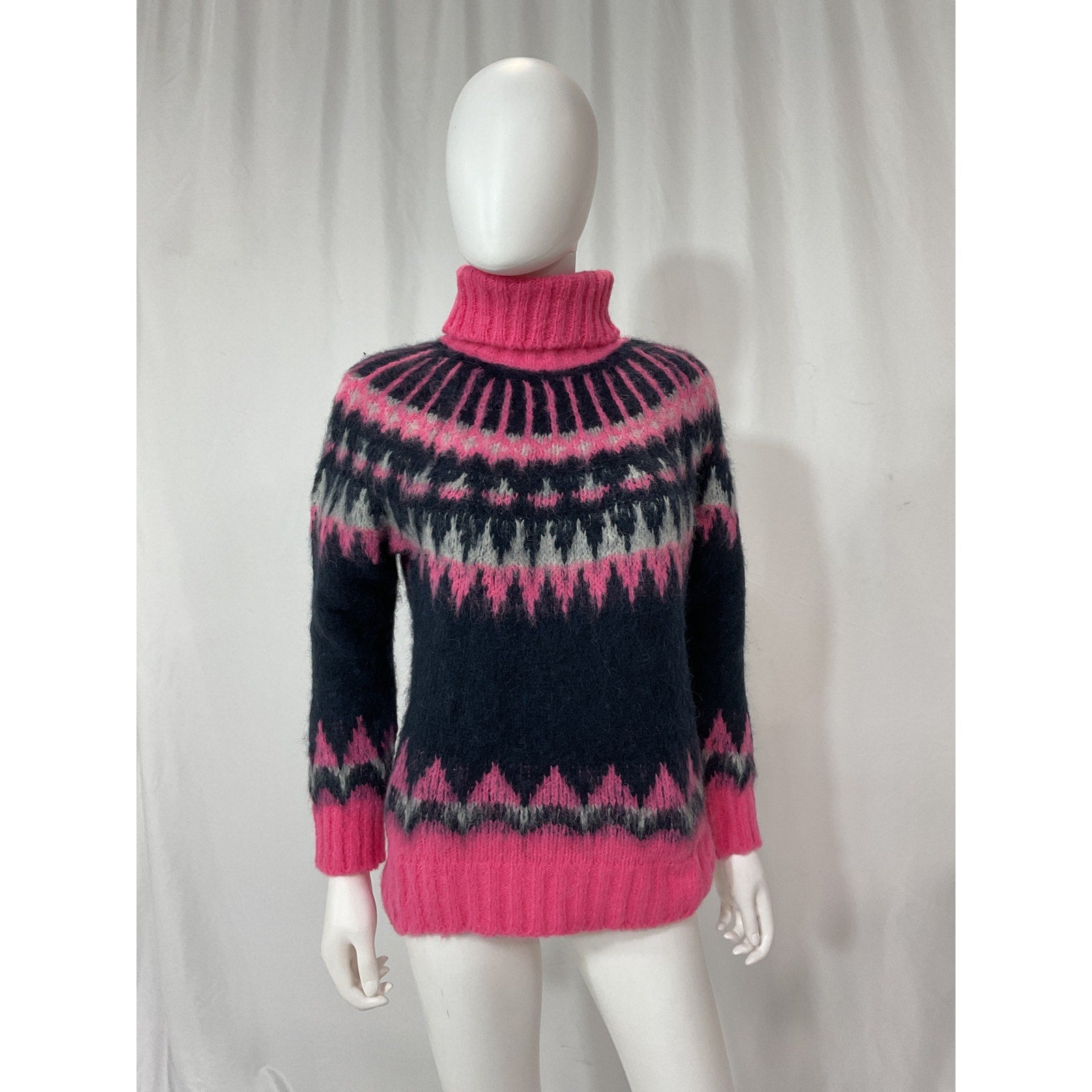 Naadam 'Fair Isle' Pink Turtleneck Sweater Size XS - NWT