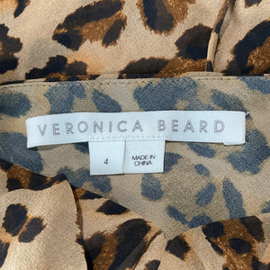 Veronica Beard Silk Brown Animal Print Dress Size 4