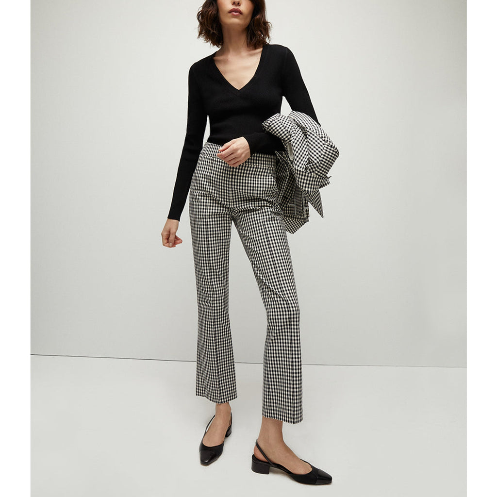Veronica Beard 'Tani' Black Cotton Gingham Pant Size 8